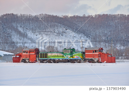 石北本線　伊香牛－愛別　JR北海道　DE15-1534（旭川）　常時排雪列車　ラッセル　常排 137903490