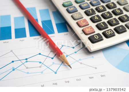 Pencil on graph paper. Financial development, Banking Account, Statistic, Investment Analytic research data economy. 137903542