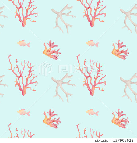 Watercolor seamless Sea life pattern Watercolor seamless Sea life pattern 137903622