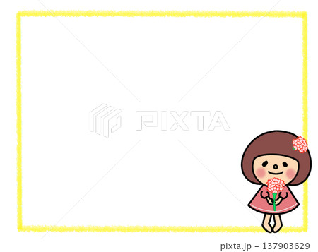 キレイなお花を持ったおかっぱボブのかわいい女の子 137903629