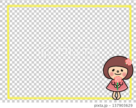 キレイなお花を持ったおかっぱボブのかわいい女の子 137903629