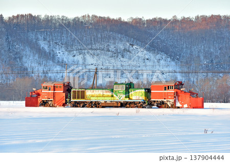 石北本線　愛別－中愛別　JR北海道　DE15-1534（旭川）　常時排雪列車　ラッセル　常排 137904444
