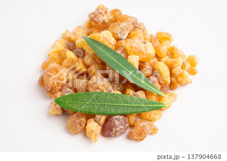 Frankincense or olibanum aromatic resin isolated on white background used in incense and perfumes. Frankincense or olibanum aromatic resin isolated on white background used in incense and perfumes. 137904668