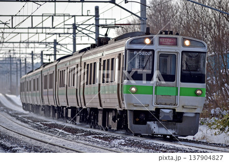 千歳線　島松－北広島　JR北海道　721系　F-5202編成（札幌）　エアポート 137904827
