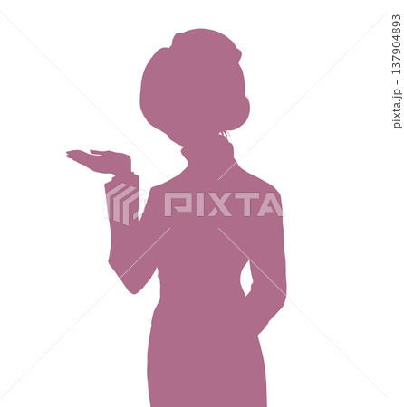 案内するバスガイド　まとめ髪　シルエット 137904893