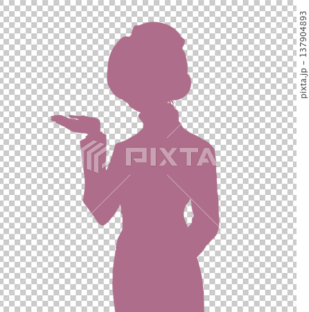 案内するバスガイド　まとめ髪　シルエット 137904893