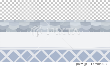 可愛的海參圖案牆和瓦屋頂柵欄背景插圖_16:9 137904895