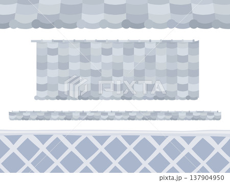 かわいい瓦屋根となまこ壁のイラスト素材セット 137904950