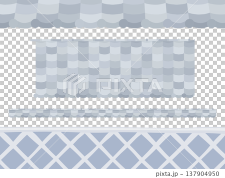 かわいい瓦屋根となまこ壁のイラスト素材セット 137904950