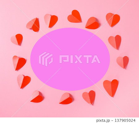 Red heart sign around blank paper for text. Red heart sign around blank paper for text. 137905024