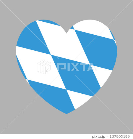 Bavaria heart shaped flag icon. Heart flag of the Free german State of Bavaria badge, sticker, button, banner, background. 137905199