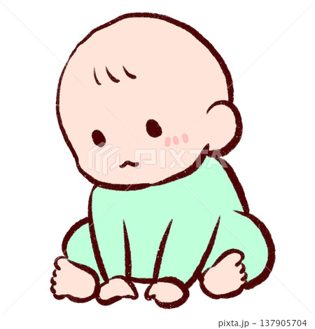 前のめりに座るシンプルな赤ちゃんのイラスト 前のめりに座るシンプルな赤ちゃんのイラスト 137905704