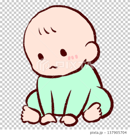 A simple illustration of a baby sitting leaning forward. A simple illustration of a baby sitting leaning forward. 137905704