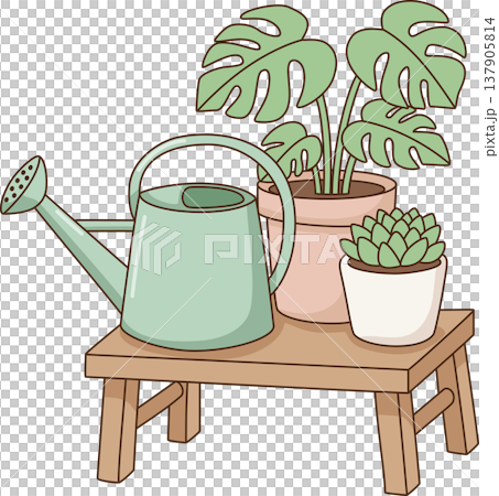 Minimalist Indoor Plants Corner with Monstera, Succulent, and Watering Can Minimalist Indoor Plants Corner with Monstera, Succulent, and Watering Can 137905814