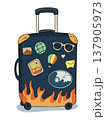 Travel suitcase with wheels illustration, modern luggage for vacation 137905973