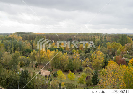 View from Benavente Parador with autumn colors 137906231
