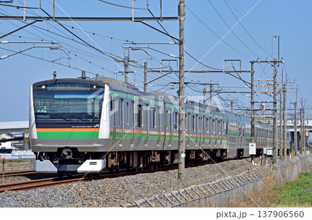 東北本線 栗橋ー東鷲宮 JR東日本 E233系3000番台 U632編成(小山) 東北本線 栗橋ー東鷲宮 JR東日本 E233系3000番台 U632編成(小山) 137906560