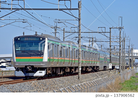 東北本線 栗橋ー東鷲宮 JR東日本 E233系3000番台 U631編成(小山) 東北本線 栗橋ー東鷲宮 JR東日本 E233系3000番台 U631編成(小山) 137906562