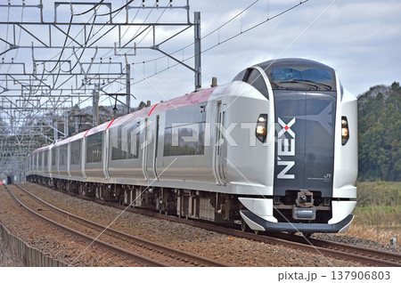 総武本線 佐倉-物井 JR東日本 E259系 Ne003編成(鎌倉) 成田エクスプレス NEX 総武本線 佐倉-物井 JR東日本 E259系 Ne003編成(鎌倉) 成田エクスプレス NEX 137906803