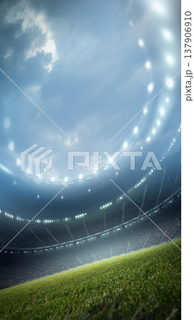 Angled view of football stadium. 137906910