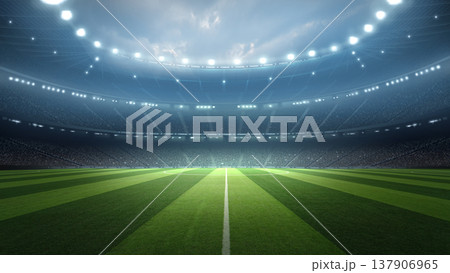 Soccer stadium at night.  137906965