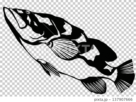 クエは自分が高級魚と呼ばれているのに気づいているかな切り絵貼り絵イラスト 137907666