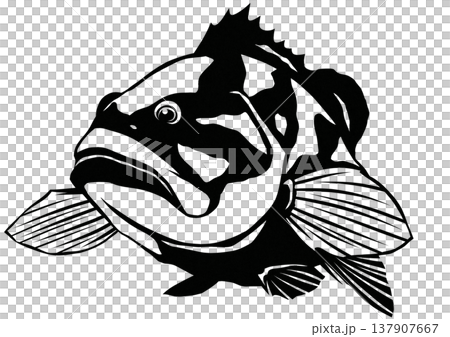 目の前を超高級魚クエが泳いでるみたいな切り絵貼り絵イラスト 137907667