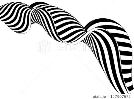 Elegant twisted 3D ribbon with black and white wave, abstract vector element in optical art style on white background. Eps 10 Elegant twisted 3D ribbon with black and white wave, abstract vector element in optical art style on white background. Eps 10 137907673