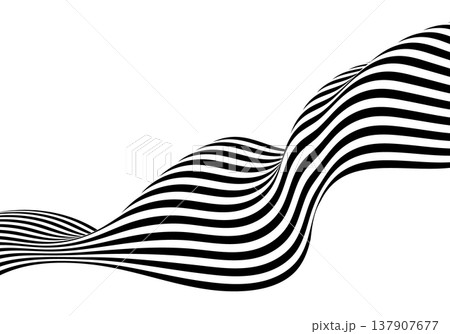 Dynamic black and white flow in op-art style using perspective and curved lines for modern design. Eps 10 137907677