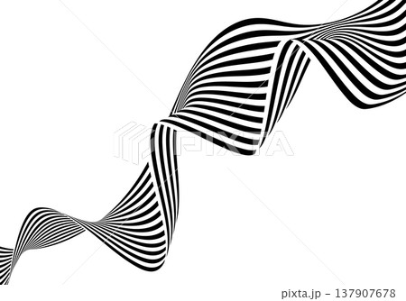 Dynamic black and white flow in op-art style using perspective and curved lines for modern design. Eps 10 137907678