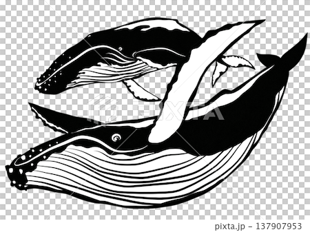 A paper-cut collage illustration of a humpback whale swimming through the sky. A paper-cut collage illustration of a humpback whale swimming through the sky. 137907953