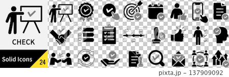 ベクターのチェックに関するシルエットアイコンセット 137909092