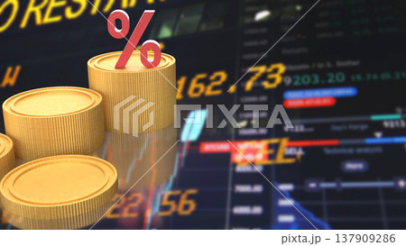 Financial Growth and Interest Rate Investment Market Concept 3d render. 137909286