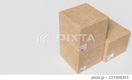 Stacked Cardboard Shipping Boxes Isolated on Clean Light Background 3d render. Stacked Cardboard Shipping Boxes Isolated on Clean Light Background 3d render. 137909303