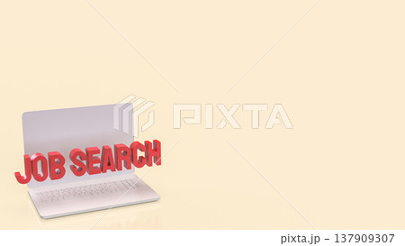 Job Search Text Emerging From Laptop Screen Online Career Recruitment Concept 3d render. Job Search Text Emerging From Laptop Screen Online Career Recruitment Concept 3d render. 137909307
