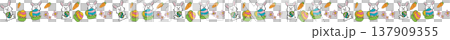 Cute Easter Bunny and Colorful Eggs Cartoon Boarder line 137909355