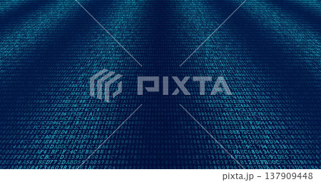 Monolith Data Stream - Symmetrical Binary Code Wall for Cybersecurity and Server Architecture. Perspective. 137909448