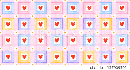 Frame floral heart with patchwork cute flower for seamless pattern spring. Kawaii ornament background with love quilt ribbon for notebook holiday pink. Plaid girly frame with print patchwork. Frame floral heart with patchwork cute flower for seamless pattern spring. Kawaii ornament background with love quilt ribbon for notebook holiday pink. Plaid girly frame with print patchwork. 137909592