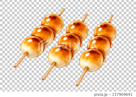 みたらし団子 セット 和菓子 食べ物 水彩イラスト素材 137909691