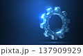 Gears. Abstract vector wireframe two gear 3d modern illustration on dark blue background. 137909929