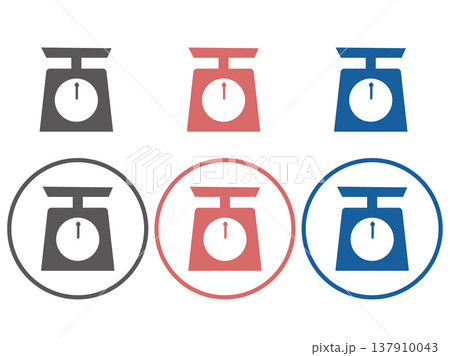 キッチンスケールのアイコンセット（3色・はかり・料理・シンプル・背景透過） 137910043