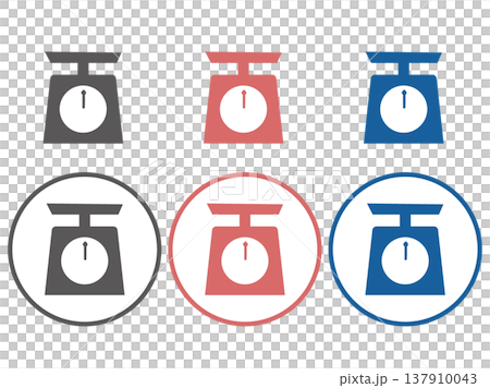 キッチンスケールのアイコンセット（3色・はかり・料理・シンプル・背景透過） 137910043