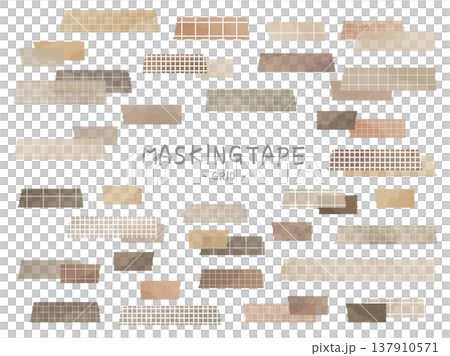 Natural color grid pattern masking tape material set 137910571