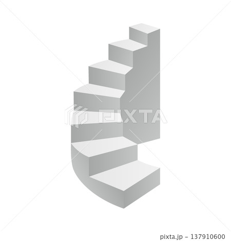 Curved spiral staircase illustration. Minimal 3D vector design for modern concepts. 137910600