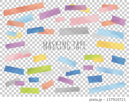 水彩風無地マスキングテープセット 137910721