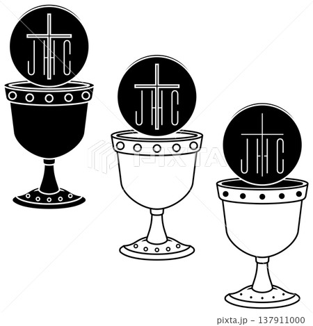 Outlines of chalice and divine host 137911000