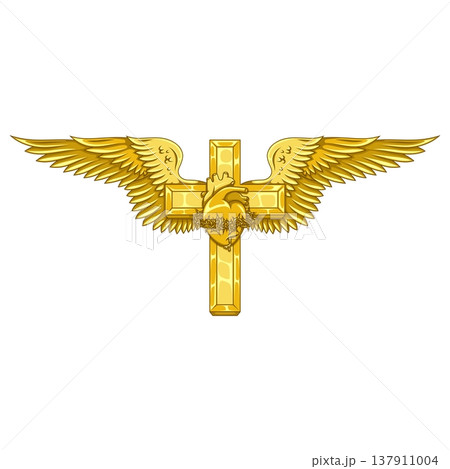 Sacred Winged Cross in Bright Gold Sacred Winged Cross in Bright Gold 137911004