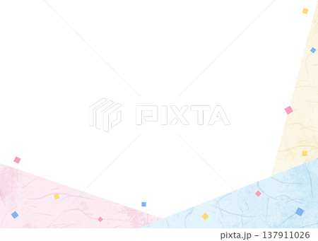 和紙風のフレーム、和風の背景素材、紙吹雪のデコレーション 和紙風のフレーム、和風の背景素材、紙吹雪のデコレーション 137911026