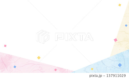 和紙風のフレーム、和風の背景素材、紙吹雪のデコレーション、16:9サイズ 和紙風のフレーム、和風の背景素材、紙吹雪のデコレーション、16:9サイズ 137911029