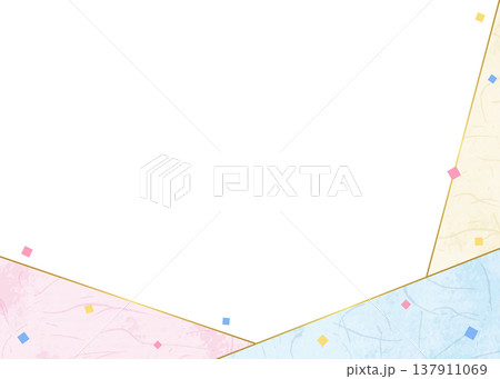和紙風のフレーム、和風の背景素材、紙吹雪のデコレーション 和紙風のフレーム、和風の背景素材、紙吹雪のデコレーション 137911069